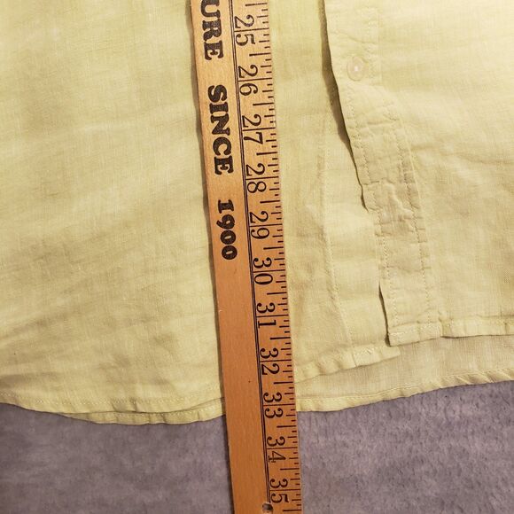 Saks Fifth Avenue 100% Linen Shirt Mens 2XL Yellow Summer Beach Vacation - Picture 5 of 6